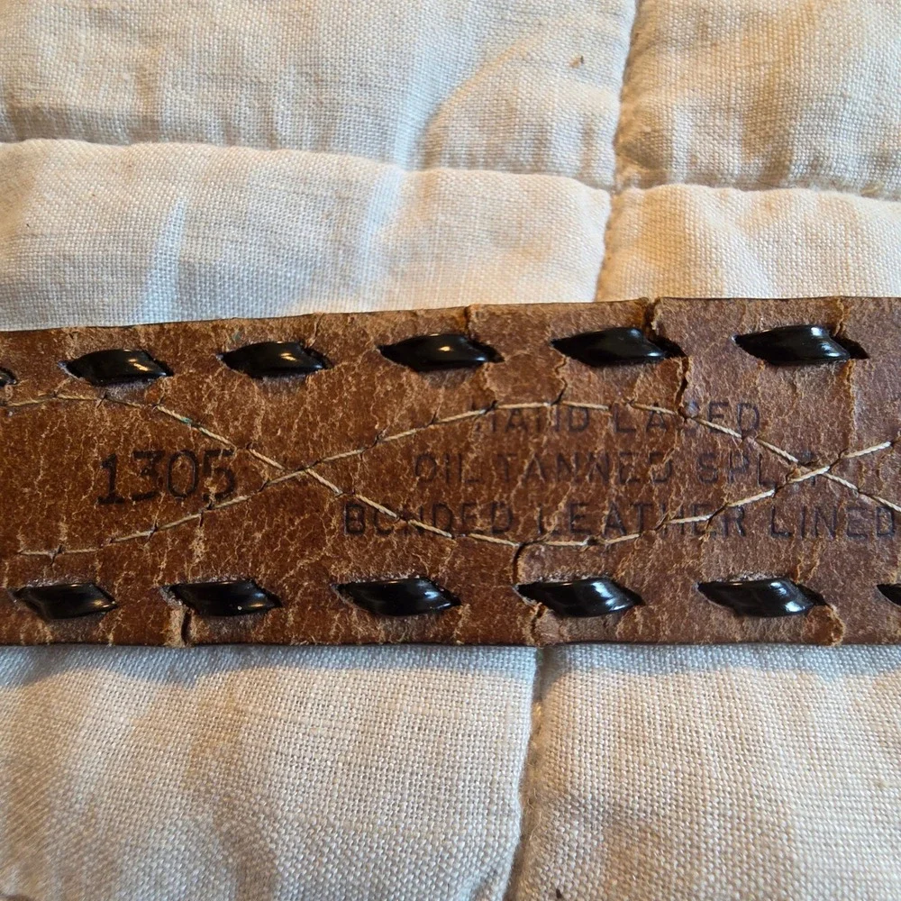 Frontier Series Belt Mens 40 Black Leather Western Hand Laced Made in USA 1305